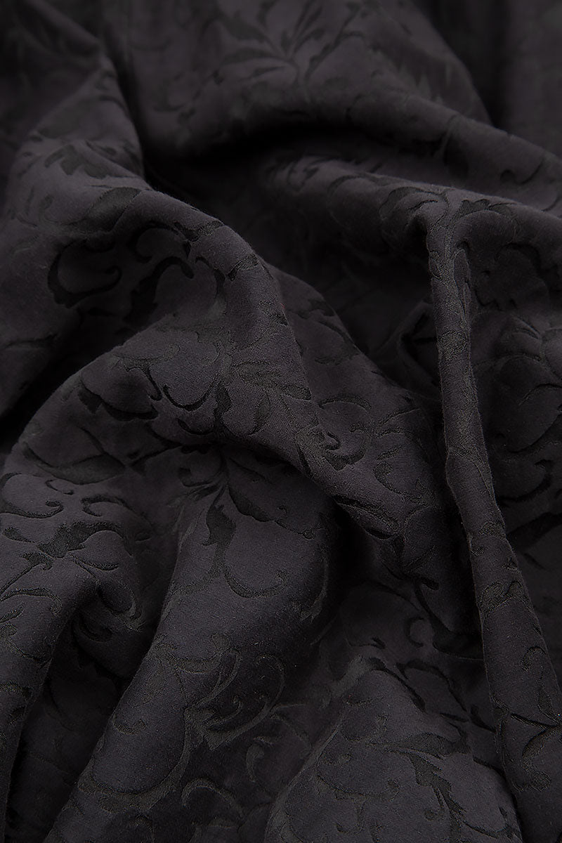 Baggy Ornamented Black Silk Cotton Trousers