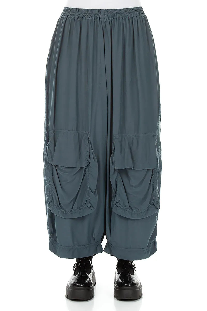 Baggy Pockets Slate Silk Bamboo Trousers 1