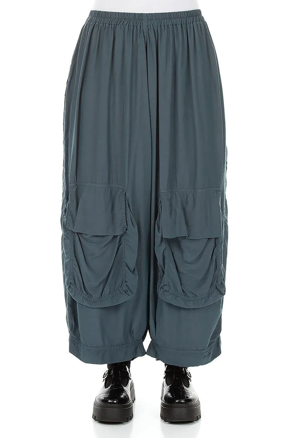 Baggy Pockets Slate Silk Bamboo Trousers 1