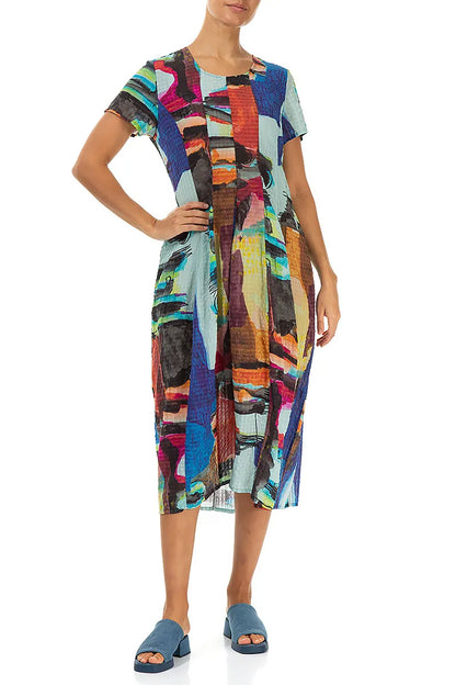 Robe en soie texturée motif ballon abstrait