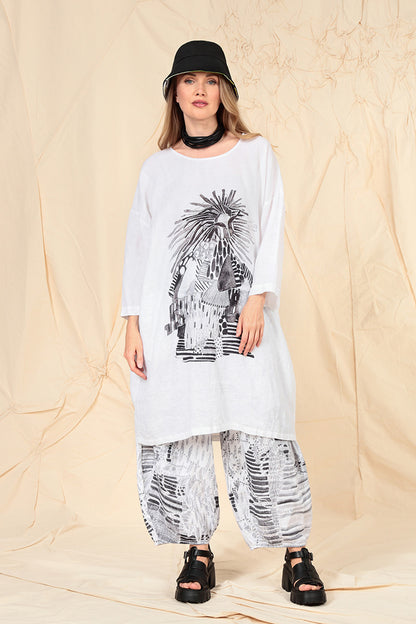Balloon Artique White Linen Tunic Dress 8