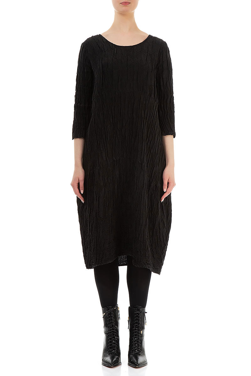 Balloon Black Circle Silk Linen Dress 1