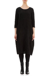 Balloon Black Circle Silk Linen Dress 1