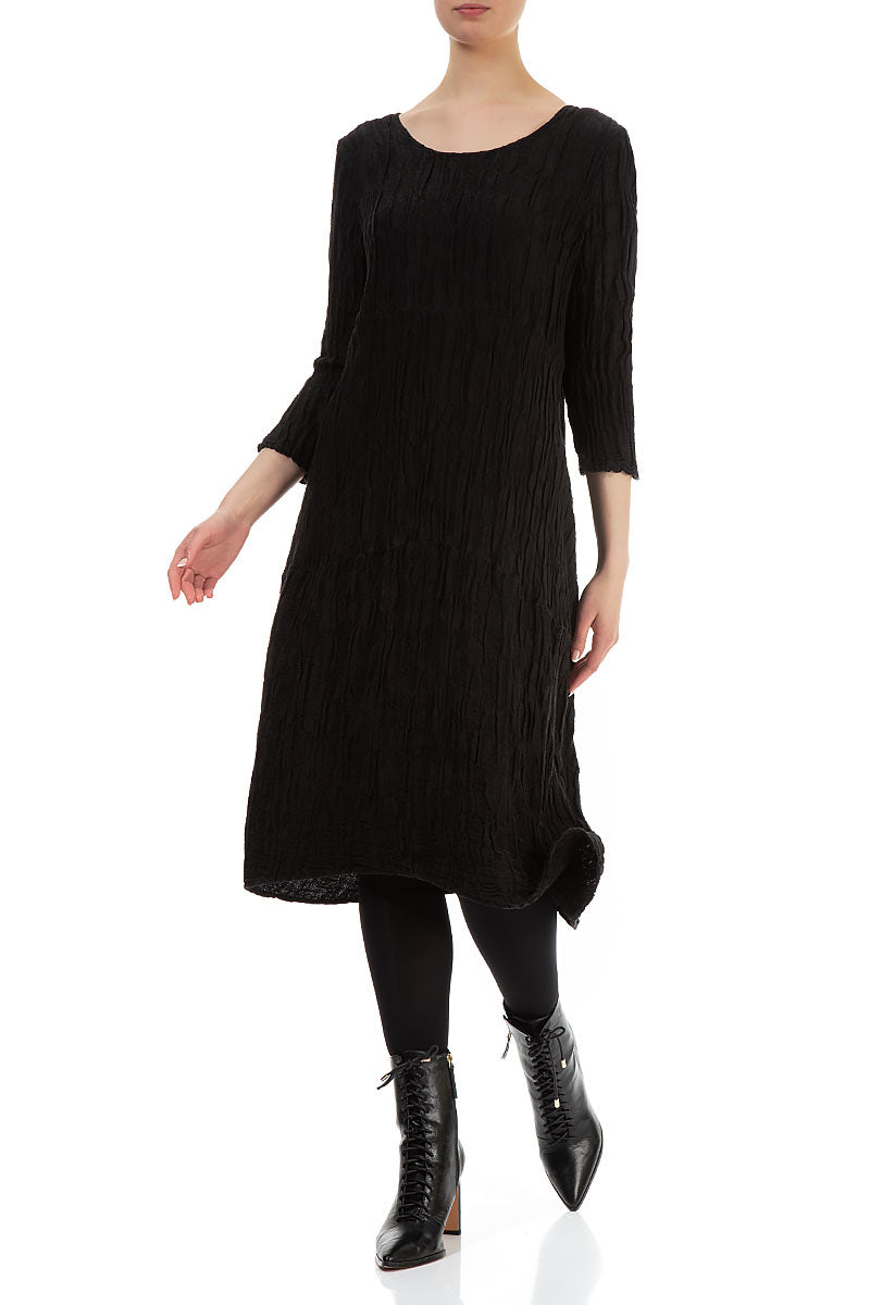 Balloon Black Circle Silk Linen Dress 3