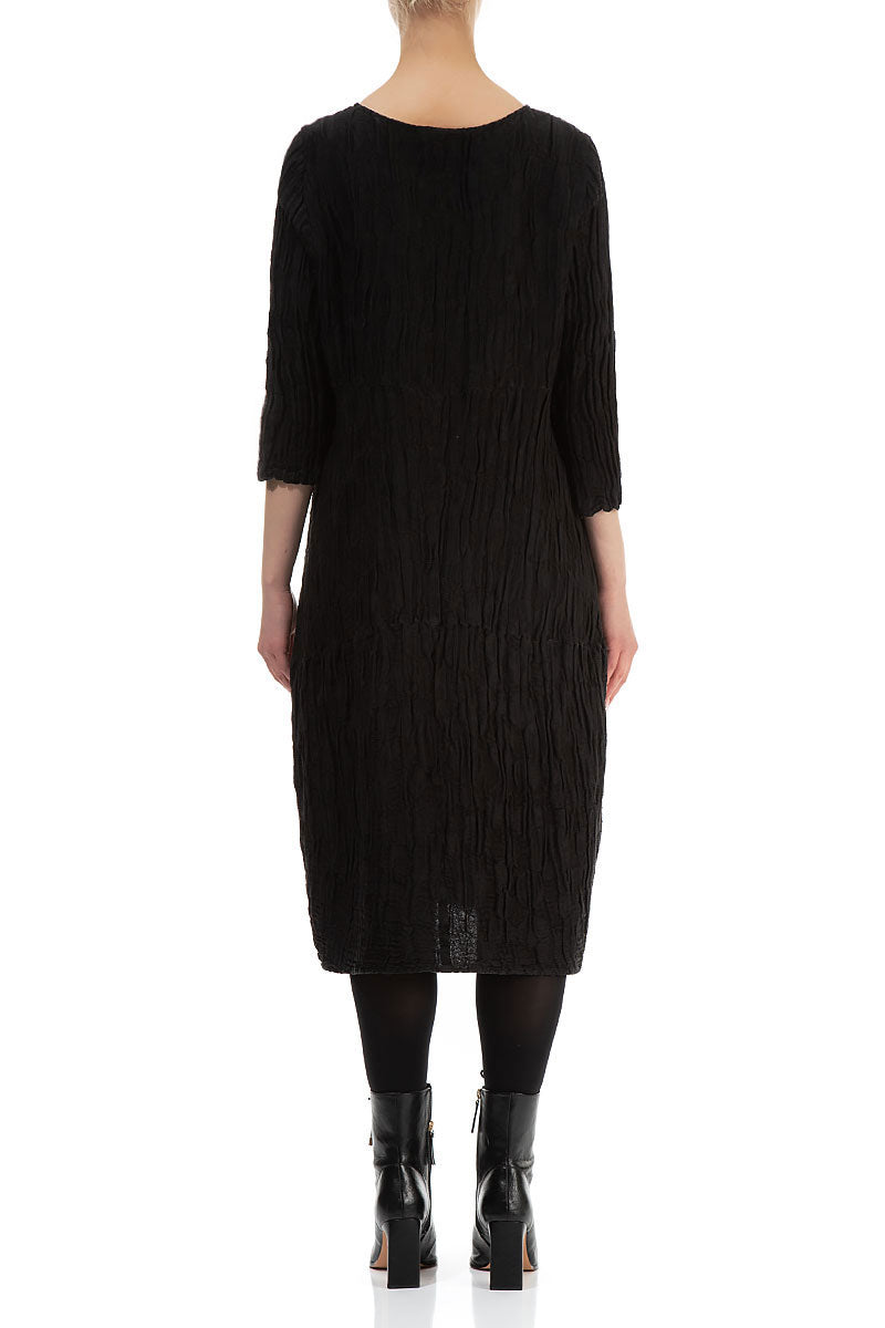 Balloon Black Circle Silk Linen Dress 2