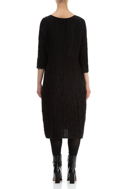 Balloon Black Circle Silk Linen Dress 2
