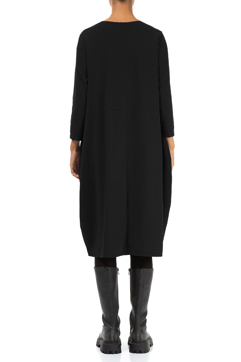 Balloon Black Cotton Dress 2