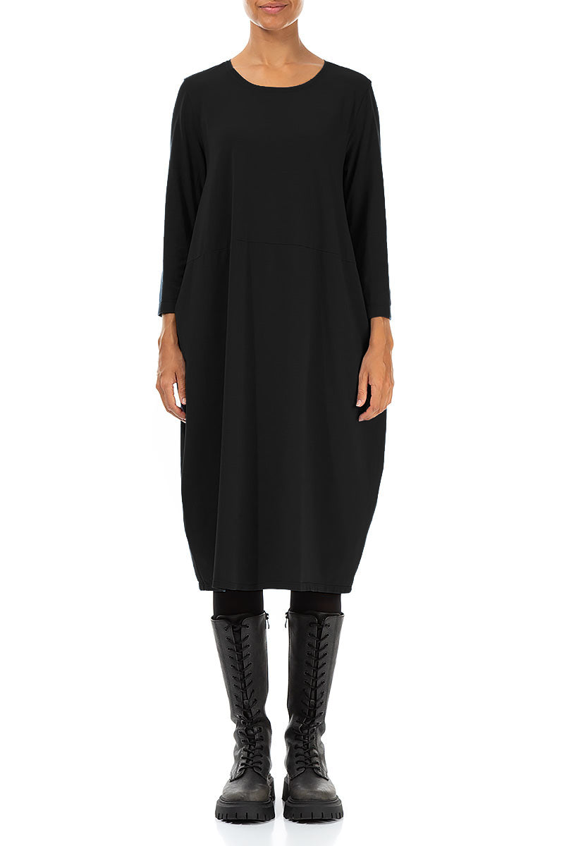 Balloon Black Cotton Dress 1
