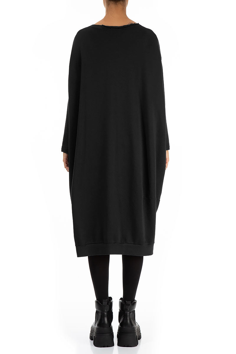 Balloon Black Cotton Dress 2