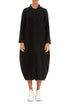 Balloon Black Textured Linen Jacket Dress 1