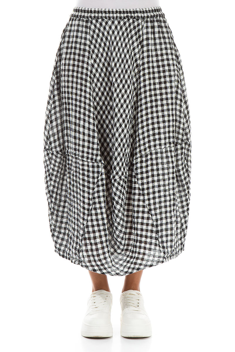 Balloon Black &amp; White Check Linen Skirt 1