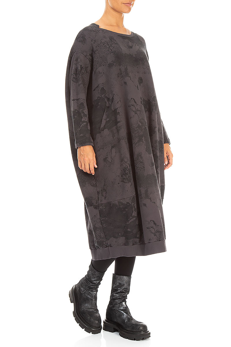 Balloon Charcoal Alabaster French Terry Cotton Dress 3