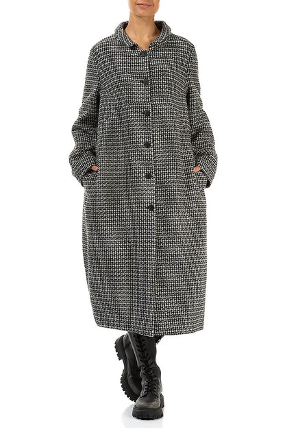 Balloon Collar Grey Weave Wool Coat 4