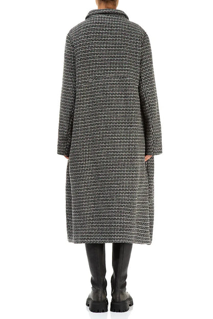 Balloon Collar Grey Weave Wool Coat 2