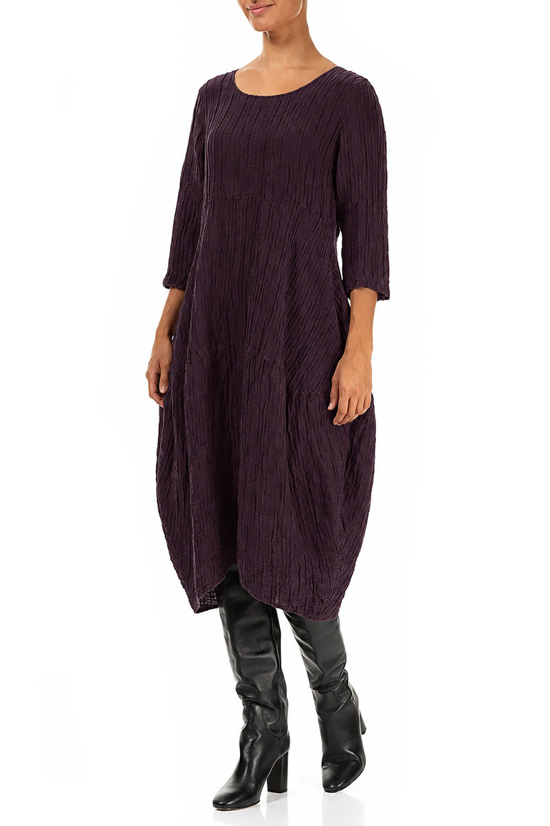 Robe boule Froissé prune profond en Soie et Lin