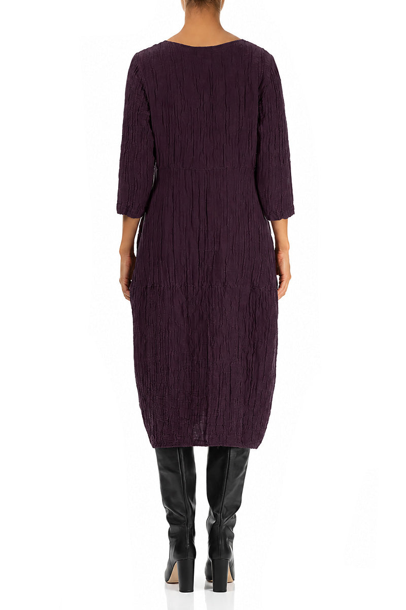 Robe boule Froissé prune profond en Soie et Lin