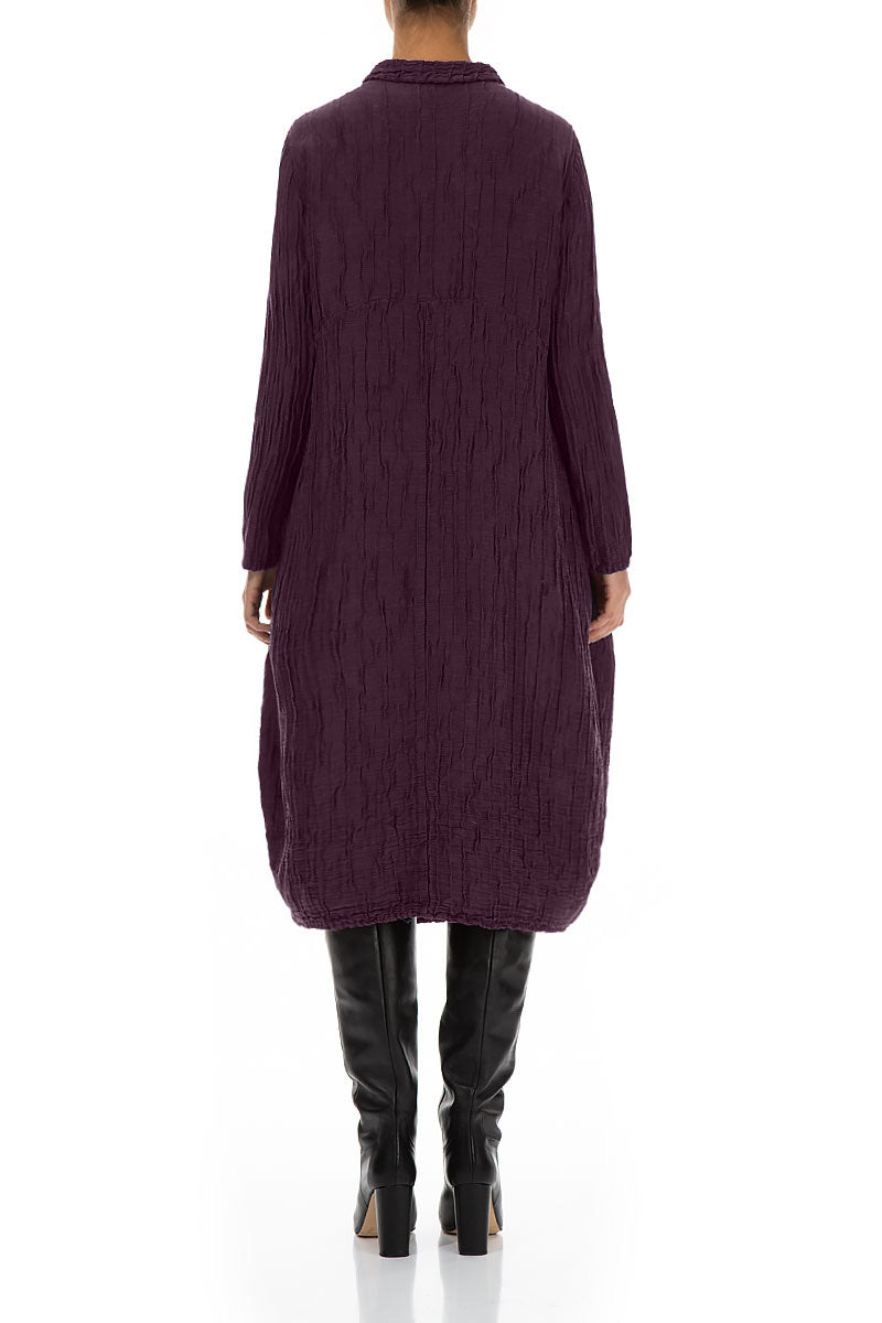 Balloon Crinkled Deep Plum Silk Linen Jacket