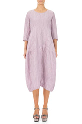 Balloon Crinkled Lilac Silk Linen Dress 1