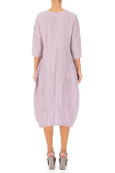 Balloon Crinkled Lilac Silk Linen Dress 2