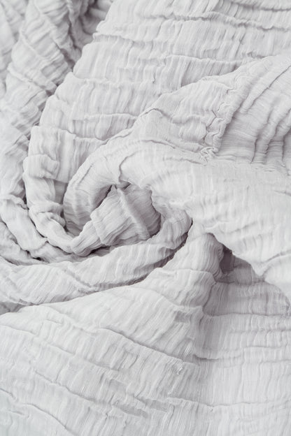 Balloon Crinkled Pearl Grey Silk Linen Dress