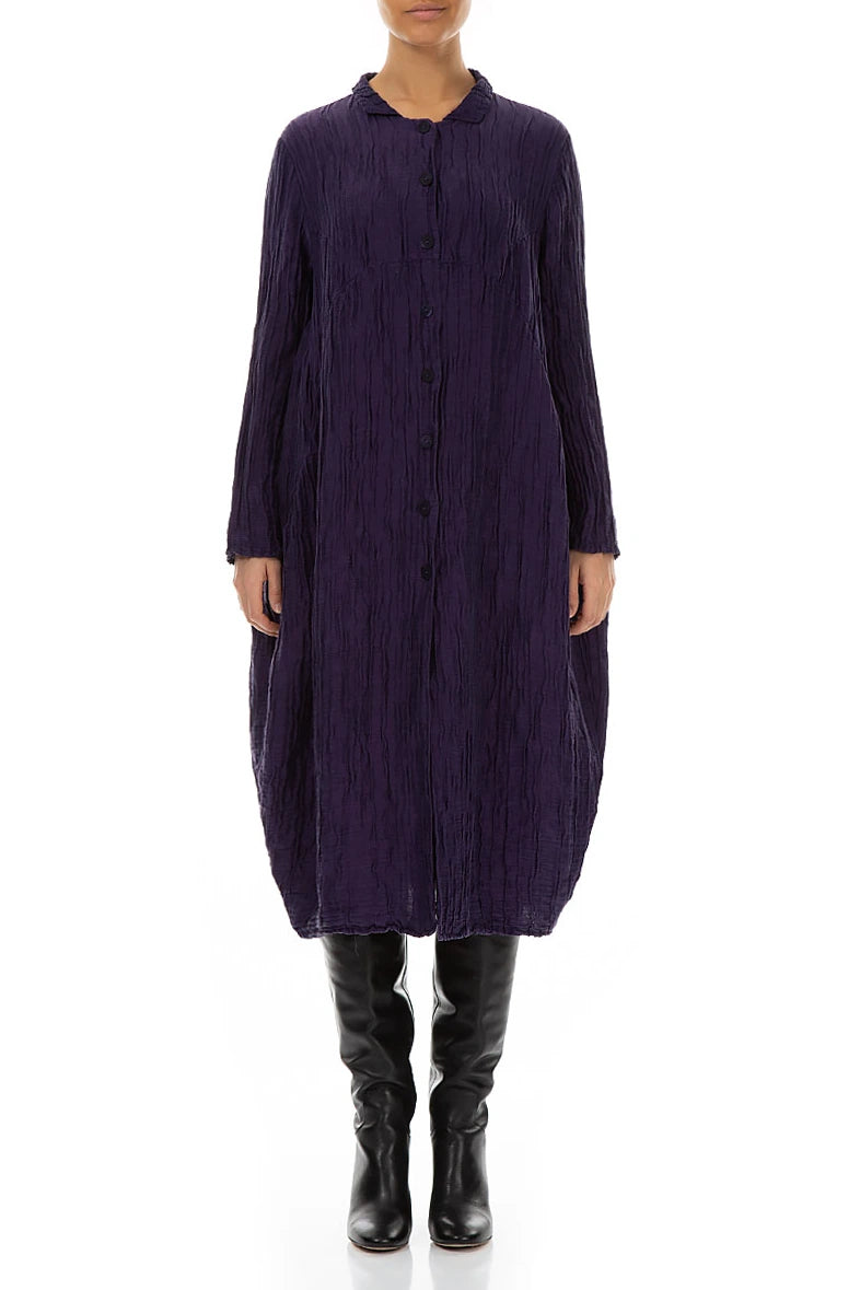 Balloon Crinkled Royal Purple Silk Linen Jacket