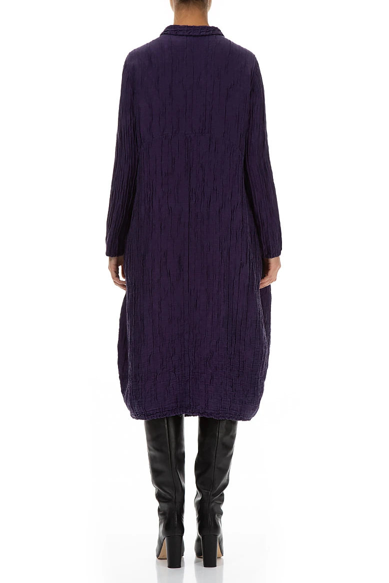 Balloon Crinkled Royal Purple Silk Linen Jacket 2