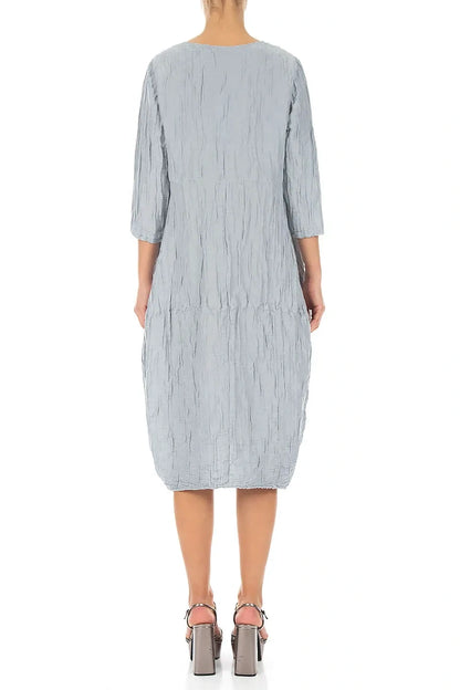 Balloon Crinkled Silver Grey Silk Linen Dress 2