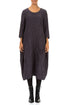 Balloon Crinkled Vintage Violet Silk Linen Dress 1