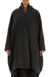Balloon Dark Grey Plush Wool Cotton Coat 1