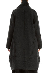 Balloon Dark Grey Plush Wool Cotton Coat 2
