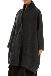 Balloon Dark Grey Plush Wool Cotton Coat 3