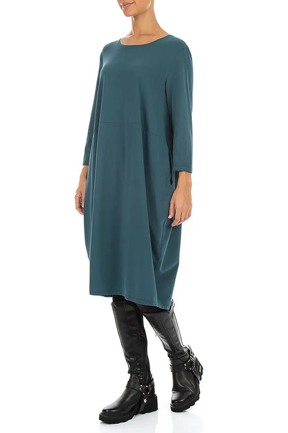 Robe ballon en Coton turquoise foncé
