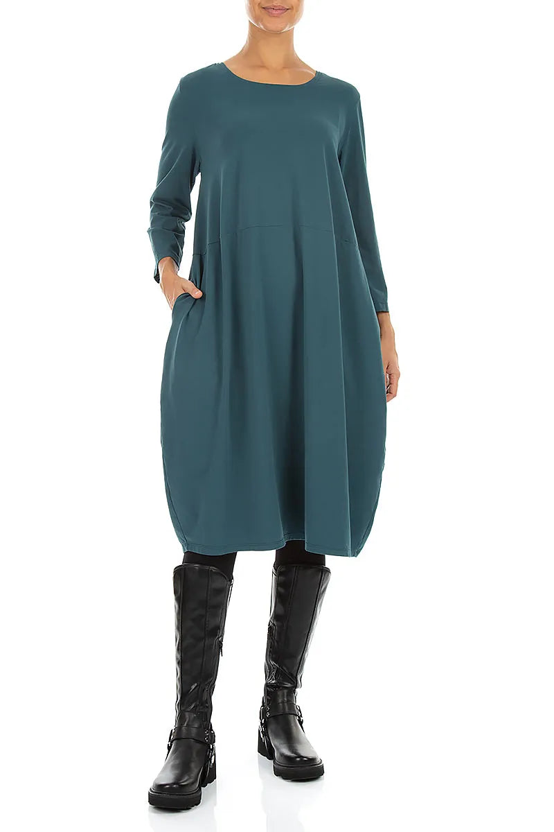 Robe ballon en Coton turquoise foncé