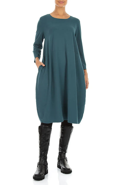Robe ballon en Coton turquoise foncé
