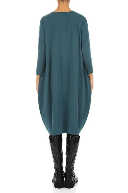 Robe ballon en Coton turquoise foncé