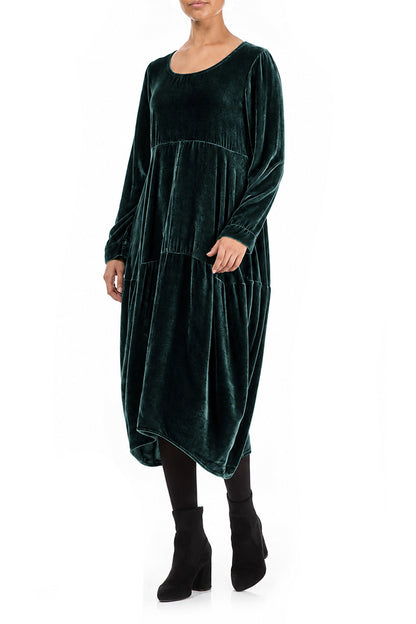 Balloon Deep Turquoise Silk Velvet Dress