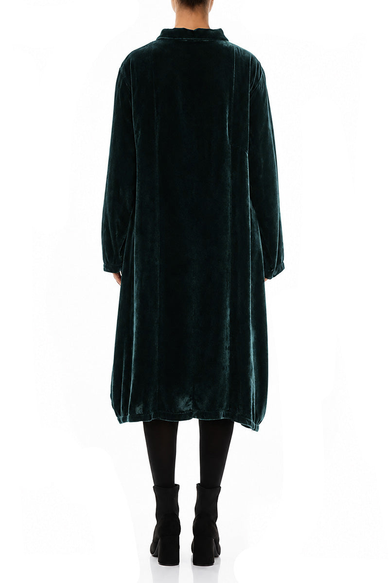 Veste ballon en Velours de Soie Turquoise profond