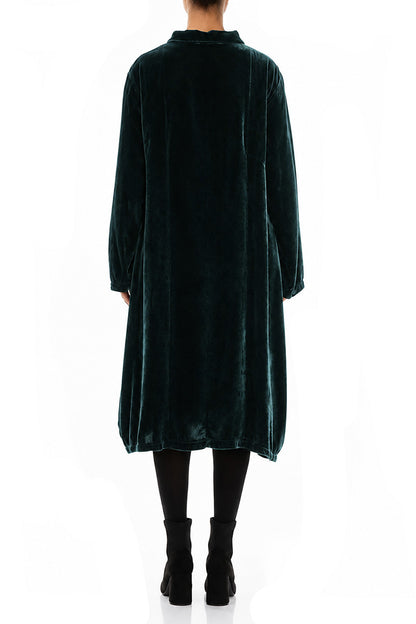 Veste ballon en Velours de Soie Turquoise profond
