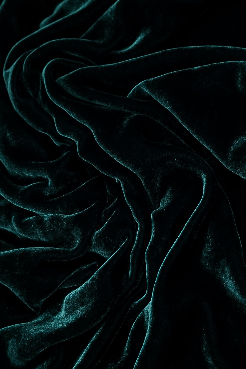 Veste ballon en Velours de Soie Turquoise profond