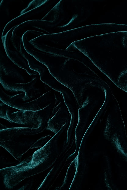 Veste ballon en Velours de Soie Turquoise profond