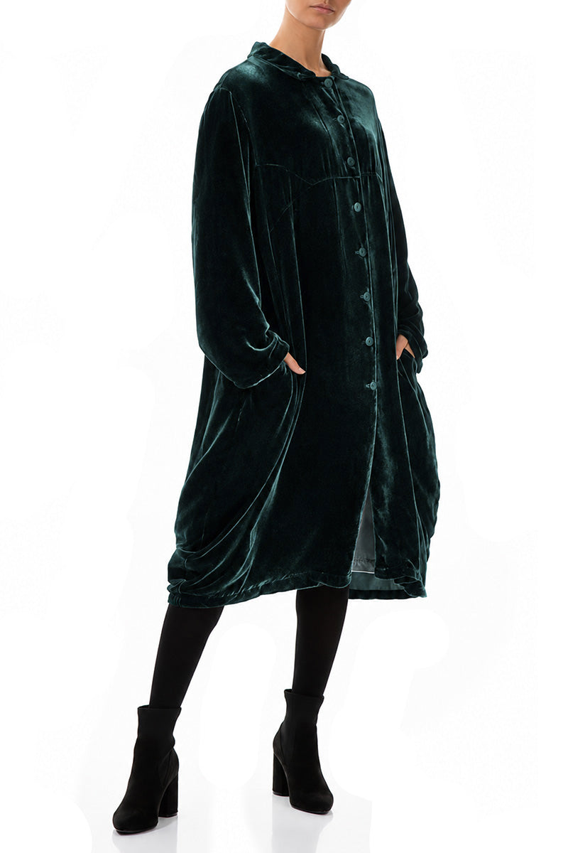 Veste ballon en Velours de Soie Turquoise profond