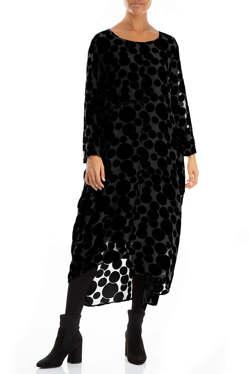 Balloon Devoré Bubbles Black Silk Velvet Dress 3