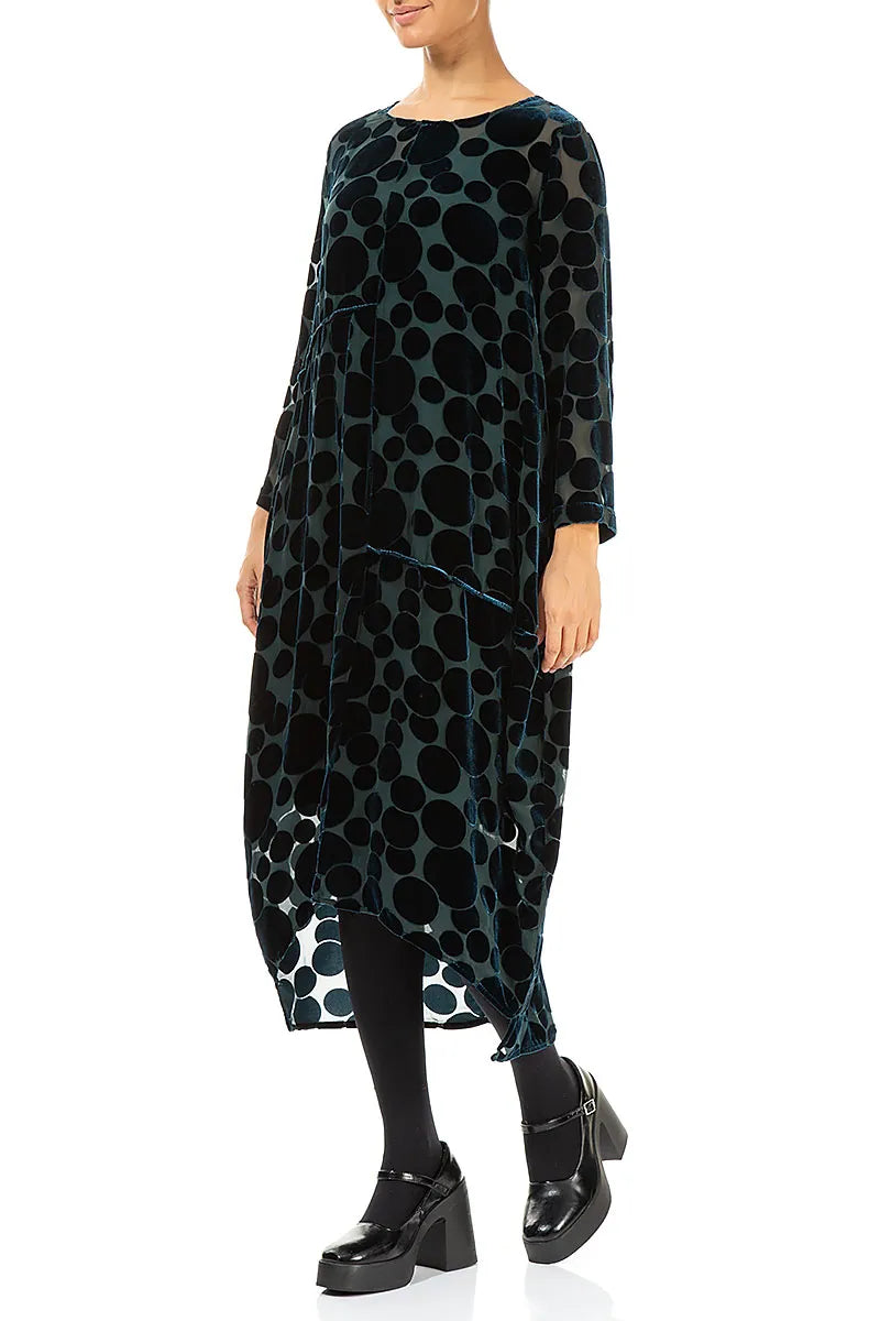 Robe en velours de soie à bulles de paon et ballons dévorés