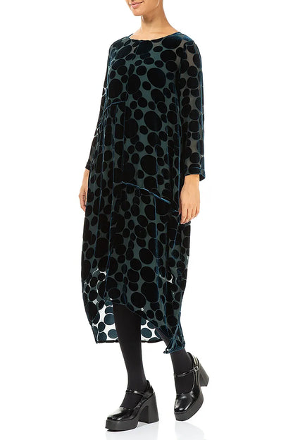 Robe en velours de soie à bulles de paon et ballons dévorés