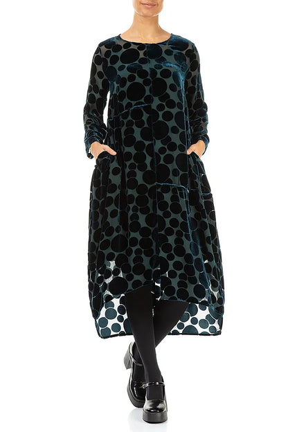 Robe en velours de soie à bulles de paon et ballons dévorés