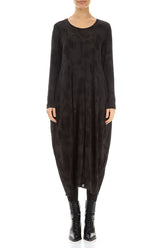 Balloon Forest Brown Paintwave Silk Viscose Dress 1