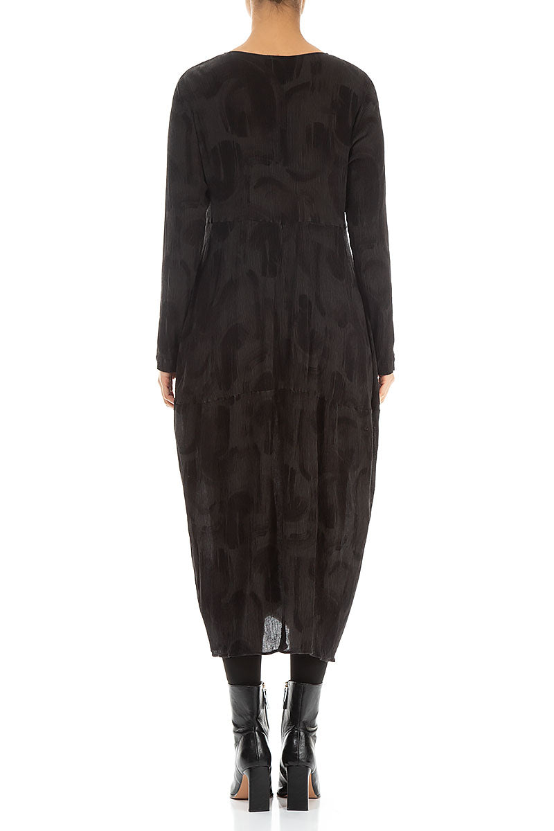 Balloon Forest Brown Paintwave Silk Viscose Dress 2