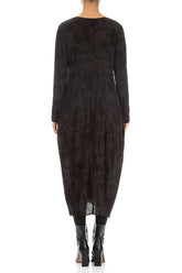 Balloon Forest Brown Paintwave Silk Viscose Dress 2