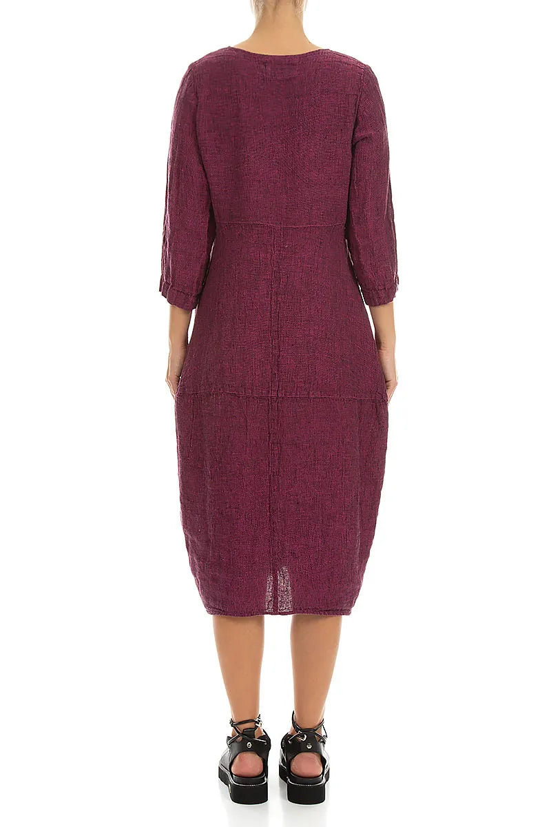 Leinenkleid in Ballonfuchsia-Melange