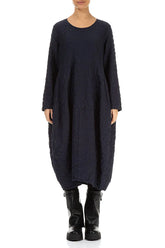 Balloon Graphite Blue Pleated Silk Bamboo Dress 1